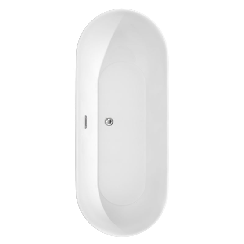 Wyndham Melissa 71" Freestanding Bathtub in White with Polished Chrome Drain and Overflow Trim WCOBT100071