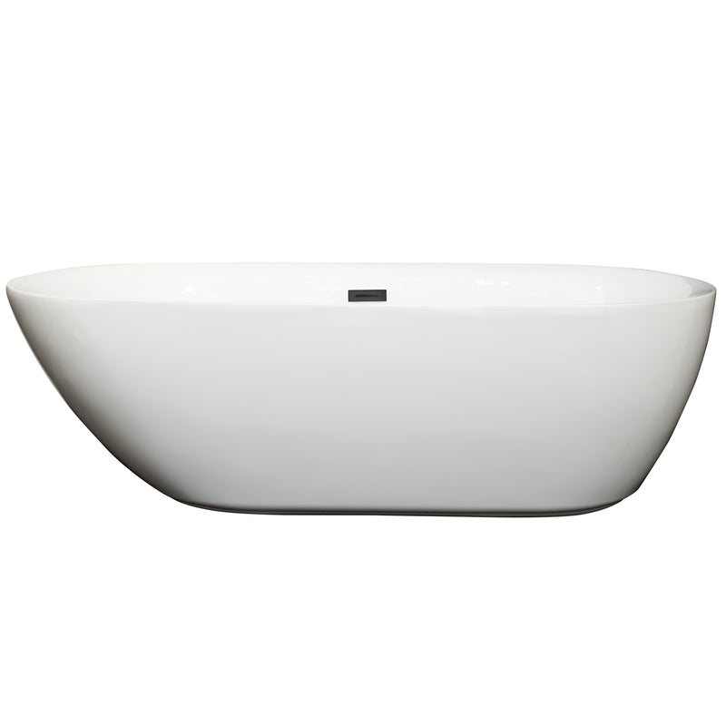 Wyndham Melissa 71" Freestanding Bathtub in White with Matte Black Drain and Overflow Trim WCOBT100071MBTRIM