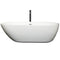 Wyndham Melissa 71" Soaking Bathtub in White with Polished Chrome Trim and Floor Mounted Faucet in Matte Black WCOBT100071PCATPBK