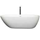 Wyndham Melissa 71" Soaking Bathtub in White with Shiny White Trim and Floor Mounted Faucet in Matte Black WCOBT100071SWATPBK