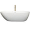 Wyndham Melissa 71" Soaking Bathtub in White with Shiny White Trim and Floor Mounted Faucet in Brushed Gold WCOBT100071SWATPGD