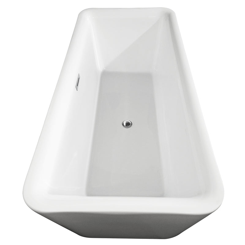 Wyndham Emily 69" Freestanding Bathtub in White with Polished Chrome Drain and Overflow Trim WCOBT100169