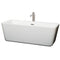 Wyndham Emily 69" Freestanding Bathtub In White With Floor Mounted Faucet Drain And Overflow Trim In Brushed Nickel WCOBT100169ATP11BN