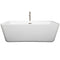 Wyndham Emily 69" Freestanding Bathtub in White with Floor Mounted Faucet Drain and Overflow Trim in Brushed Nickel WCOBT100169ATP11BN