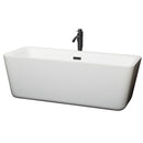 Wyndham Emily 69" Soaking Bathtub In White With Floor Mounted Faucet Drain And Overflow Trim In Matte Black WCOBT100169MBATPBK