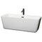 Wyndham Emily 69" Soaking Bathtub In White With Floor Mounted Faucet Drain And Overflow Trim In Matte Black WCOBT100169MBATPBK