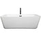 Wyndham Emily 69" Soaking Bathtub in White with Floor Mounted Faucet Drain and Overflow Trim in Matte Black WCOBT100169MBATPBK