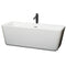 Wyndham Emily 69" Soaking Bathtub In White With Polished Chrome Trim And Floor Mounted Faucet In Matte Black WCOBT100169PCATPBK