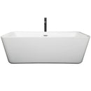 Wyndham Emily 69" Soaking Bathtub in White with Polished Chrome Trim and Floor Mounted Faucet in Matte Black WCOBT100169PCATPBK