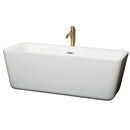 Wyndham Emily 69" Soaking Bathtub In White With Polished Chrome Trim And Floor Mounted Faucet In Brushed Gold WCOBT100169PCATPGD