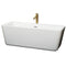 Wyndham Emily 69" Soaking Bathtub In White With Polished Chrome Trim And Floor Mounted Faucet In Brushed Gold WCOBT100169PCATPGD