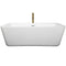 Wyndham Emily 69" Soaking Bathtub in White with Polished Chrome Trim and Floor Mounted Faucet in Brushed Gold WCOBT100169PCATPGD