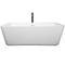 Wyndham Emily 69" Soaking Bathtub in White with Shiny White Trim and Floor Mounted Faucet in Matte Black WCOBT100169SWATPBK