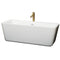 Wyndham Emily 69" Soaking Bathtub In White With Shiny White Trim And Floor Mounted Faucet In Brushed Gold WCOBT100169SWATPGD