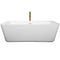 Wyndham Emily 69" Soaking Bathtub in White with Shiny White Trim and Floor Mounted Faucet in Brushed Gold WCOBT100169SWATPGD