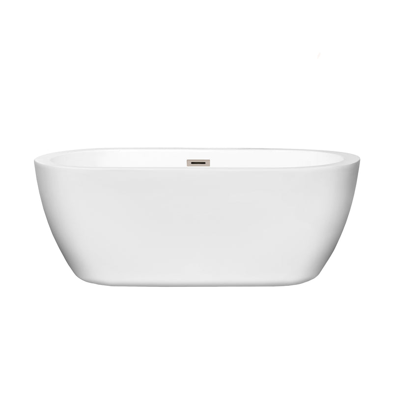 Wyndham Soho 60" Freestanding Bathtub in White with Brushed Nickel Drain and Overflow Trim WCOBT100260BNTRIM