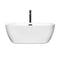 Wyndham Soho 60" Soaking Bathtub in White with Floor Mounted Faucet Drain and Overflow Trim in Matte Black WCOBT100260MBATPBK