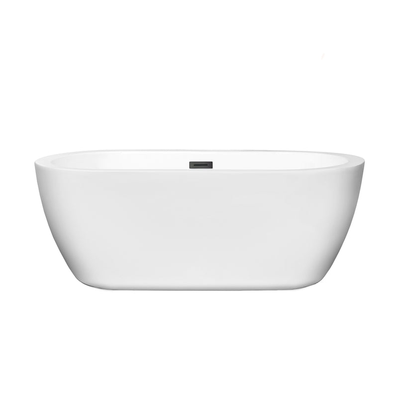 Wyndham Soho 60" Freestanding Bathtub in White with Matte Black Drain and Overflow Trim WCOBT100260MBTRIM