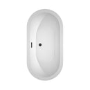 Wyndham Soho 60" Soaking Bathtub in White with Floor Mounted Faucet Drain and Overflow Trim in Matte Black WCOBT100260MBATPBK