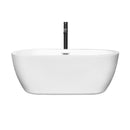 Wyndham Soho 60" Soaking Bathtub in White with Polished Chrome Trim and Floor Mounted Faucet in Matte Black WCOBT100260PCATPBK