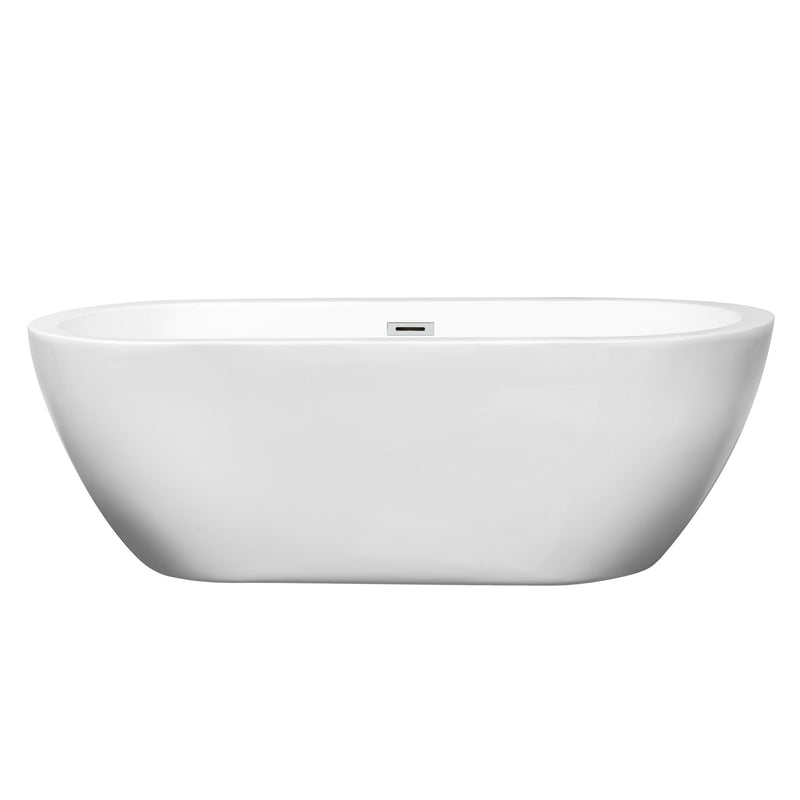 Wyndham Soho 68" Freestanding Bathtub in White with Polished Chrome Drain and Overflow Trim WCOBT100268