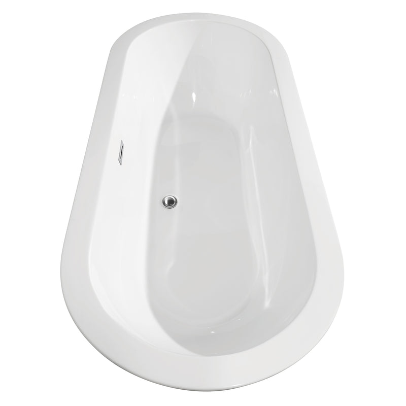 Wyndham Soho 68" Freestanding Bathtub in White with Polished Chrome Drain and Overflow Trim WCOBT100268