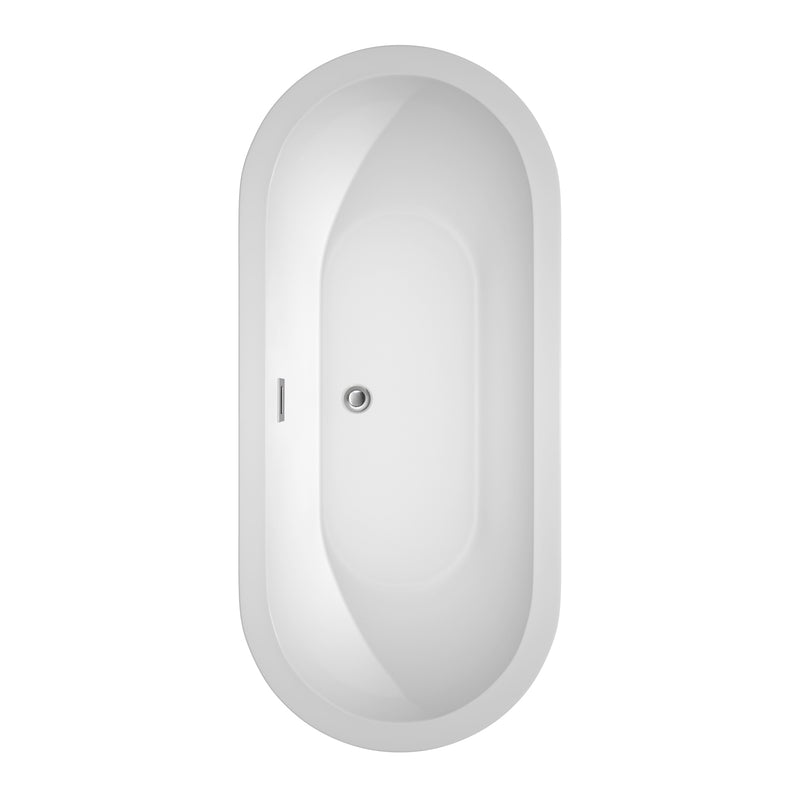 Wyndham Soho 68" Freestanding Bathtub in White with Polished Chrome Drain and Overflow Trim WCOBT100268