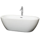 Wyndham Soho 68" Freestanding Bathtub In White With Floor Mounted Faucet Drain And Overflow Trim In Polished Chrome WCOBT100268ATP11PC