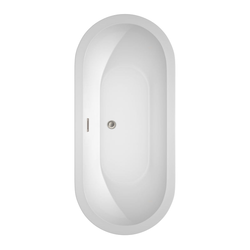 Wyndham Soho 68" Freestanding Bathtub in White with Brushed Nickel Drain and Overflow Trim WCOBT100268BNTRIM