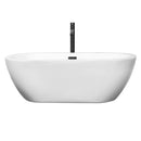 Wyndham Soho 68" Soaking Bathtub in White with Floor Mounted Faucet Drain and Overflow Trim in Matte Black WCOBT100268MBATPBK