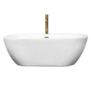 Wyndham Soho 68" Soaking Bathtub in White with Polished Chrome Trim and Floor Mounted Faucet in Brushed Gold WCOBT100268PCATPGD