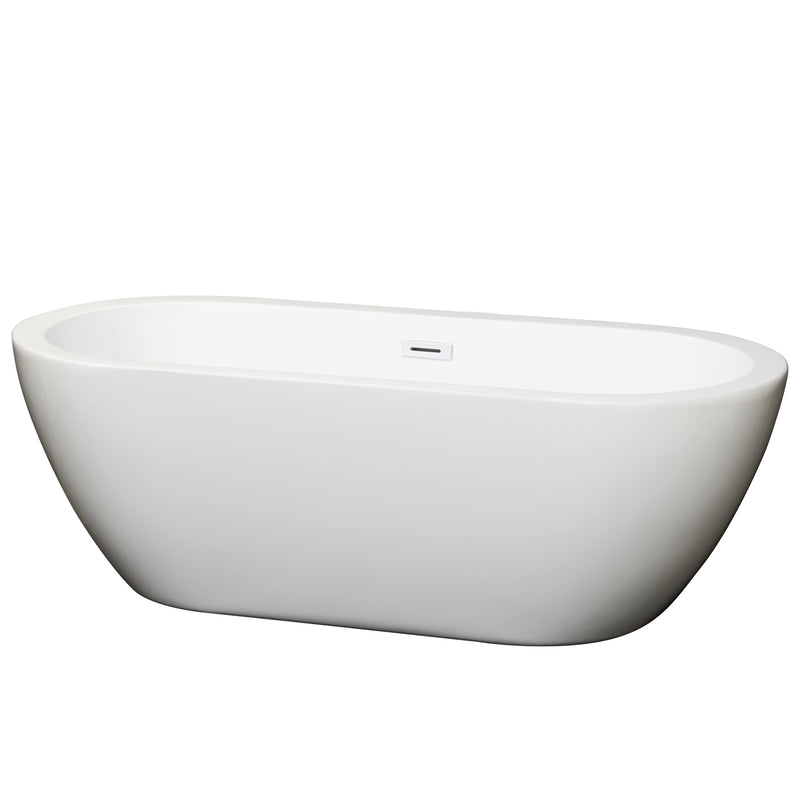 Wyndham Soho 68" Freestanding Bathtub In White With Shiny White Drain And Overflow Trim WCOBT100268SWTRIM