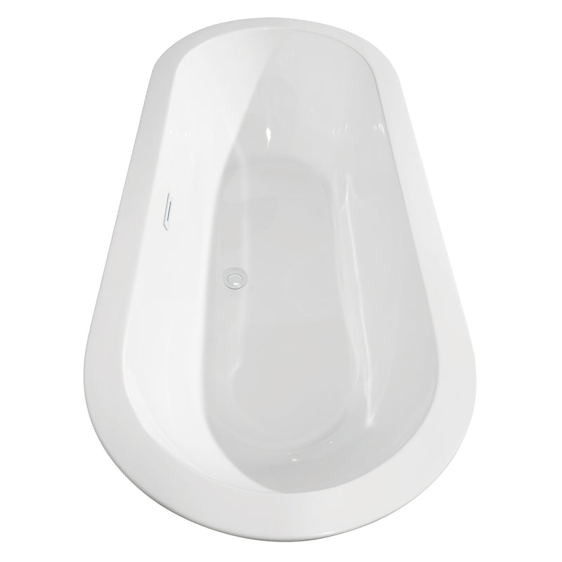 Wyndham Soho 68" Freestanding Bathtub in White with Shiny White Drain and Overflow Trim WCOBT100268SWTRIM