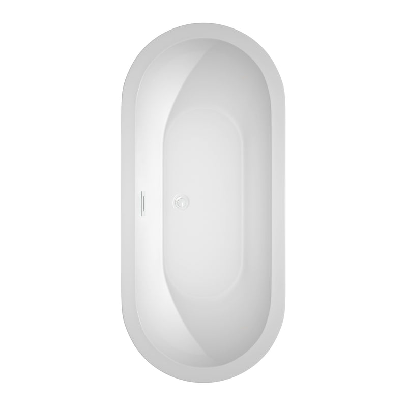 Wyndham Soho 68" Freestanding Bathtub in White with Shiny White Drain and Overflow Trim WCOBT100268SWTRIM