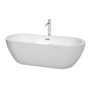 Wyndham Soho 72" Freestanding Bathtub In White With Floor Mounted Faucet Drain And Overflow Trim In Polished Chrome WCOBT100272ATP11PC