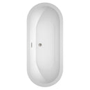 Wyndham Soho 72" Freestanding Bathtub in White with Brushed Nickel Drain and Overflow Trim WCOBT100272BNTRIM