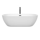 Wyndham Soho 72" Soaking Bathtub in White with Floor Mounted Faucet Drain and Overflow Trim in Matte Black WCOBT100272MBATPBK