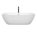 Wyndham Soho 72" Soaking Bathtub in White with Polished Chrome Trim and Floor Mounted Faucet in Matte Black WCOBT100272PCATPBK