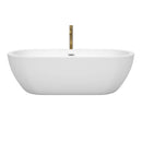 Wyndham Soho 72" Soaking Bathtub in White with Polished Chrome Trim and Floor Mounted Faucet in Brushed Gold WCOBT100272PCATPGD