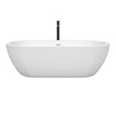 Wyndham Soho 72" Soaking Bathtub in White with Shiny White Trim and Floor Mounted Faucet in Matte Black WCOBT100272SWATPBK