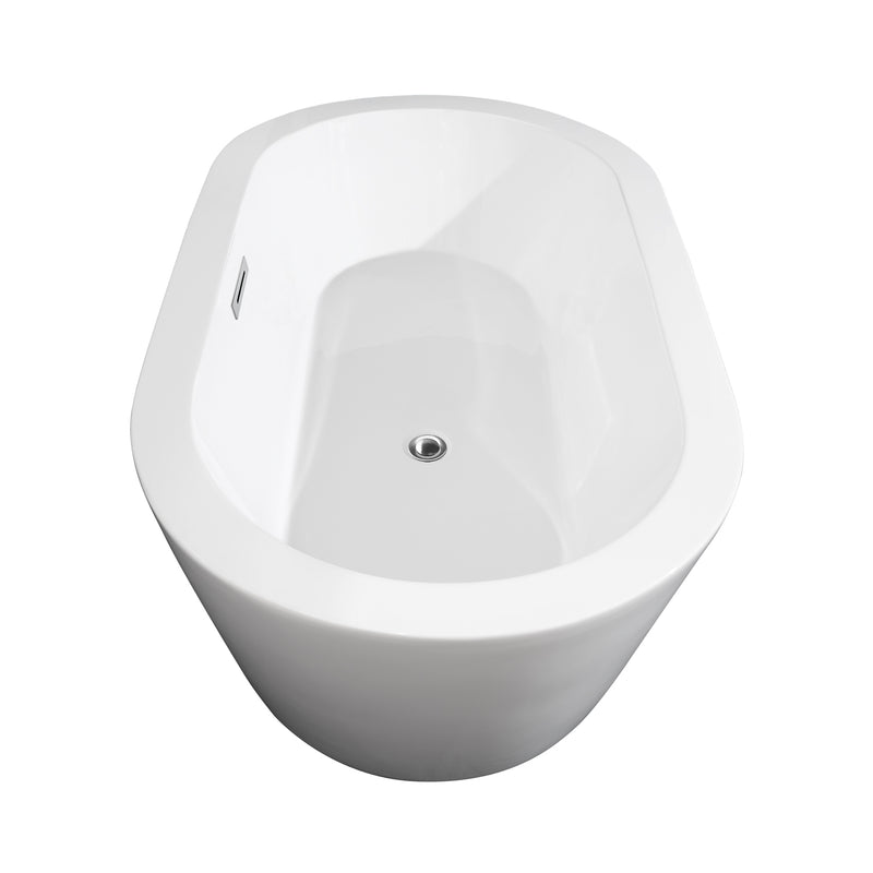 Wyndham Mermaid 60" Freestanding Bathtub in White with Polished Chrome Drain and Overflow Trim WCOBT100360