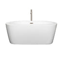 Wyndham Mermaid 60" Freestanding Bathtub in White with Floor Mounted Faucet Drain and Overflow Trim in Brushed Nickel WCOBT100360ATP11BN