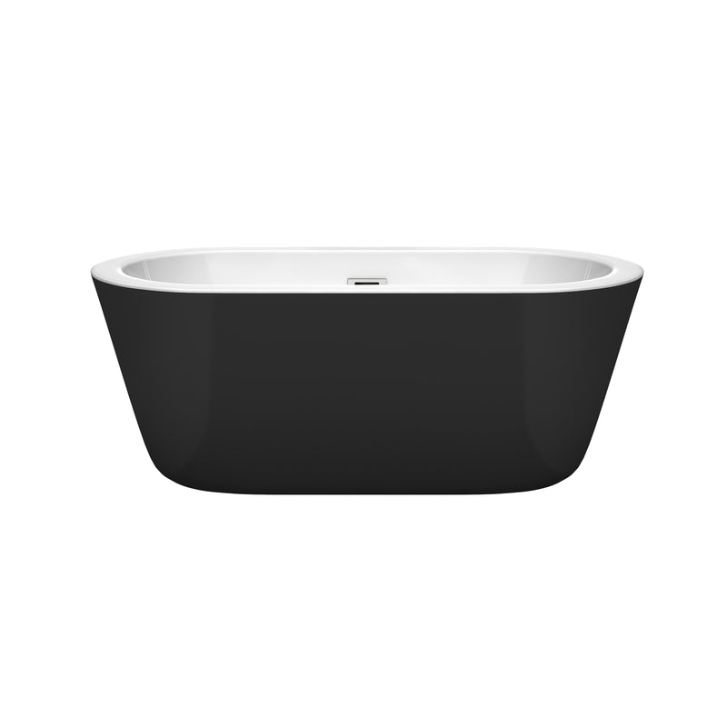 Wyndham Mermaid 60" Freestanding Bathtub in White Black Exterior with Polished Chrome Drain and Overflow Trim WCOBT100360BK