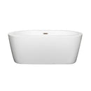 Wyndham Mermaid 60" Freestanding Bathtub in White with Brushed Nickel Drain and Overflow Trim WCOBT100360BNTRIM