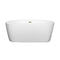 Wyndham Mermaid 60" Freestanding Bathtub in White with Brushed Nickel Drain and Overflow Trim WCOBT100360BNTRIM