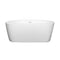 Wyndham Mermaid 60" Freestanding Bathtub in White with Shiny White Drain and Overflow Trim WCOBT100360SWTRIM