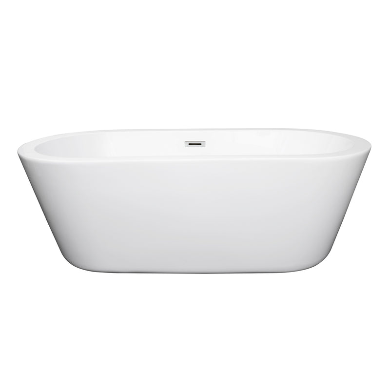 Wyndham Mermaid 67" Freestanding Bathtub in White with Polished Chrome Drain and Overflow Trim WCOBT100367