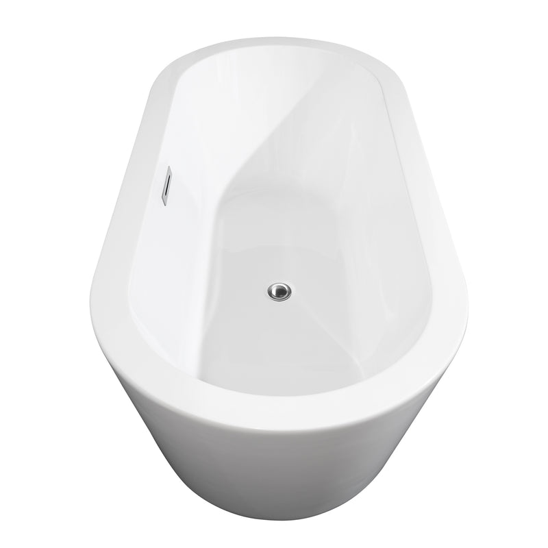 Wyndham Mermaid 67" Freestanding Bathtub in White with Polished Chrome Drain and Overflow Trim WCOBT100367