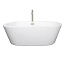 Wyndham Mermaid 67" Freestanding Bathtub in White with Floor Mounted Faucet Drain and Overflow Trim in Brushed Nickel WCOBT100367ATP11BN