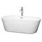 Wyndham Mermaid 67" Freestanding Bathtub In White With Floor Mounted Faucet Drain And Overflow Trim In Polished Chrome WCOBT100367ATP11PC